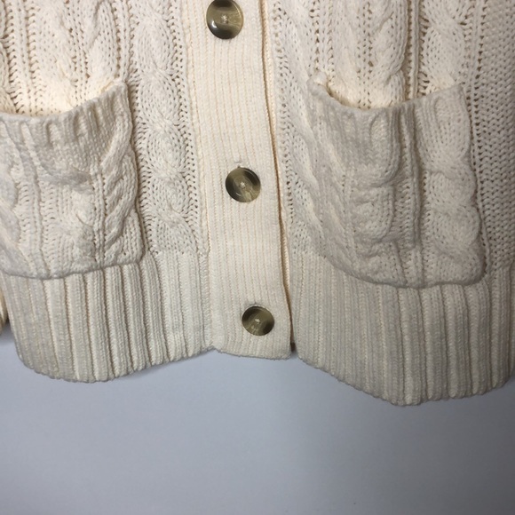 St Johns Bay Cream Womens Sweater Button Front L LARGE - Picture 9 of 10
